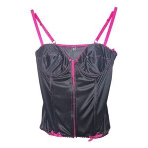Vintage 90s Y2K Goth Punk Black and Pink Women's Corset Top Size 40C